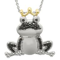 Black CZ Frog Pendant set in Sterling Silver 202//202